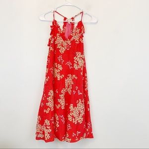 REBECCA TAYLOR red floral silk mini dress